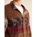 Men Ethnic Animal Paisley Print Patchwork Zipper Faux Suede Jackets