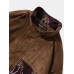 Men Ethnic Animal Paisley Print Patchwork Zipper Faux Suede Jackets