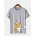 Mens Cute Cat Graphic Crew Neck Cotton Short Sleeve T  Shirts