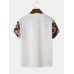 Mens Ethnic Geometric Letter Print Knit Short Sleeve T  Shirts